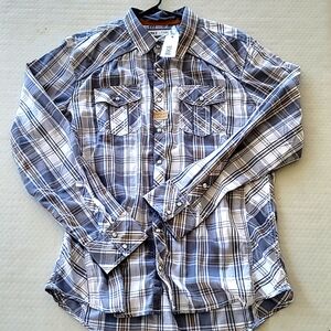 BKE Buckle long sleeve button up. Brand new with tags. Marbled/pearl snap button